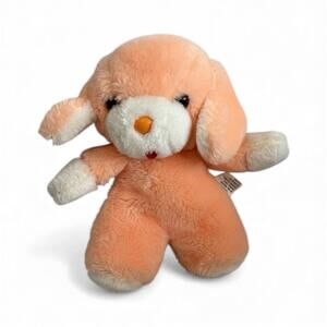 Vintage orange peach puppy dog bunny bead stuffed animal plush toy